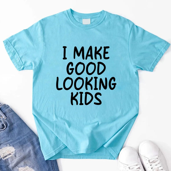 I Make Awesome Kids Shirts – Funny Mom or Dad Tee, Unisex Fit Turquoise