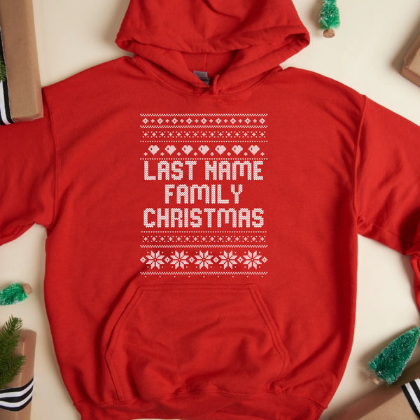 Personalized Family Holiday Shirt, Hoodie & Sweater with Knit Stitch Design