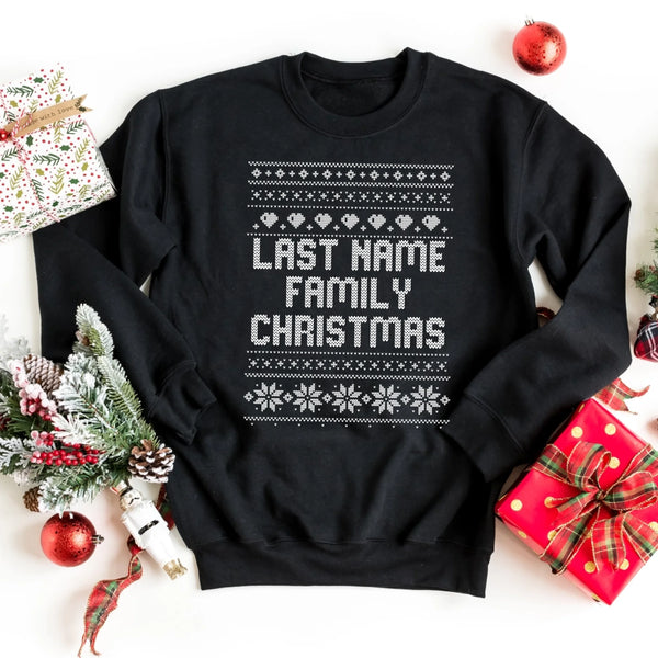 Personalized Family Holiday Shirt, Hoodie & Sweater with Knit Stitch Design