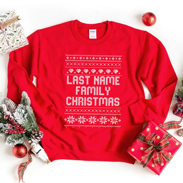 Personalized Family Holiday Shirt, Hoodie & Sweater with Knit Stitch Design