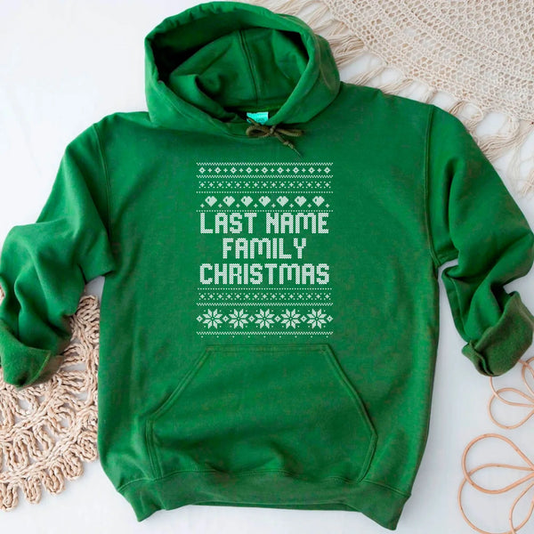 Personalized Family Holiday Shirt, Hoodie & Sweater with Knit Stitch Design
