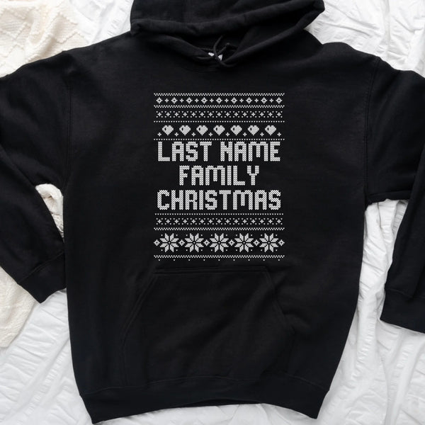 Personalized Family Holiday Shirt, Hoodie & Sweater with Knit Stitch Design