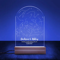 Lámpara LED con placa abovedada de constelación personalizada