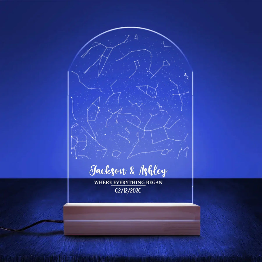 Lámpara LED con placa abovedada de constelación personalizada