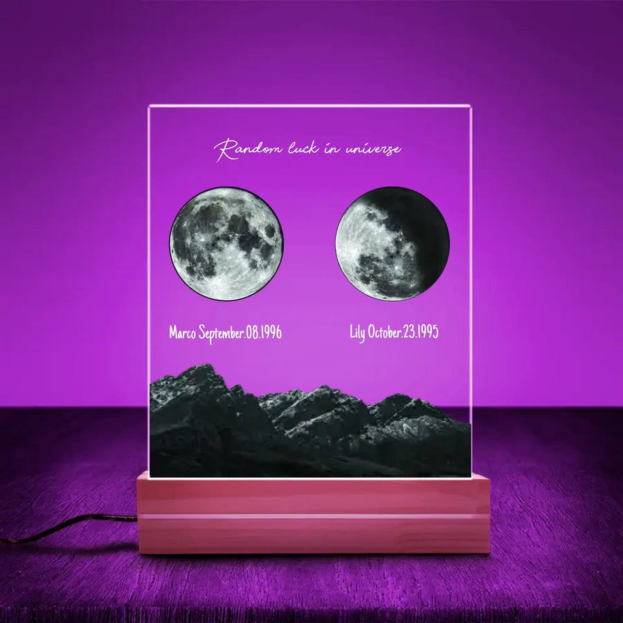 Lámpara LED con placa de fases lunares personalizada