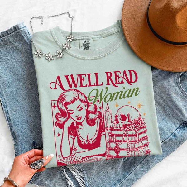 A Well Read Woman Comfort Colors - Book Lover Tee