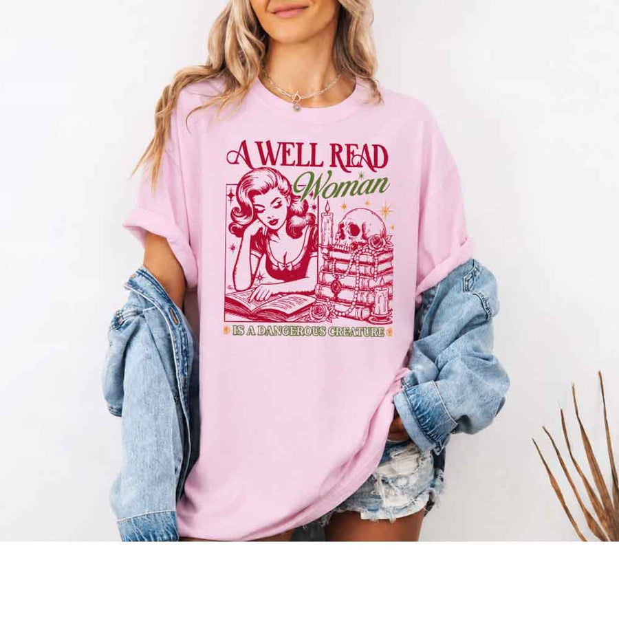 A Well Read Woman Comfort Colors - Book Lover Tee