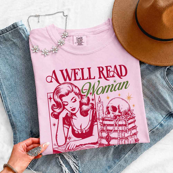 A Well Read Woman Comfort Colors - Book Lover Tee