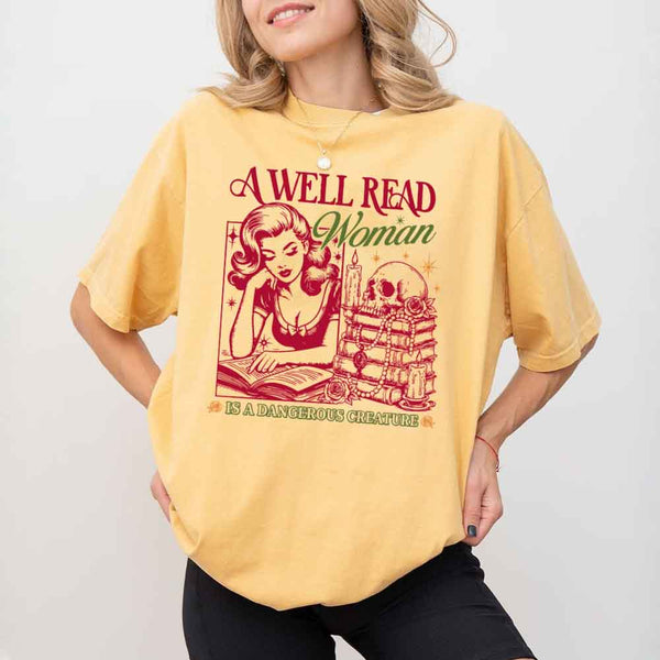 May include A Well Read Woman Comfort Colors t-shirt with literary graphic, relaxed unisex fit, and garment-dyed cotton
