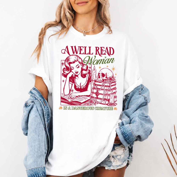 May include A Well Read Woman Comfort Colors t-shirt with literary graphic, relaxed unisex fit, and garment-dyed cotton