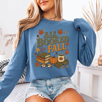 All Booked for Fall Comfort Colors Long Sleeve | Cozy Book Lover Shirt