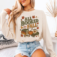 May include All Booked for Fall Comfort Colors long sleeve with book lover graphic, relaxed unisex fit, and garment-dyed cotton