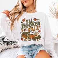 May include All Booked for Fall Comfort Colors long sleeve with book lover graphic, relaxed unisex fit, and garment-dyed cotton