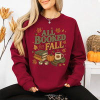 May include All Booked for Fall sweatshirt with book lover graphic, classic unisex crewneck, long sleeves, and soft fleece fabric
