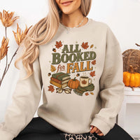 May include All Booked for Fall sweatshirt with book lover graphic, classic unisex crewneck, long sleeves, and soft fleece fabric