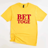 May include a “Better Together” couples T-shirt design with bold, friendly lettering arranged in a balanced layout, often paired with a small heart or link-style graphic that reflects unity and closeness.