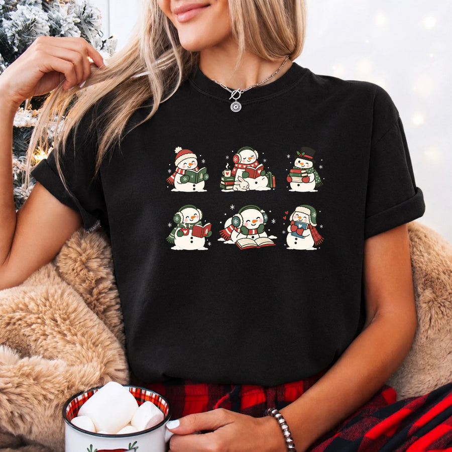 Book Lover Snowman Comfort Colors T-Shirt