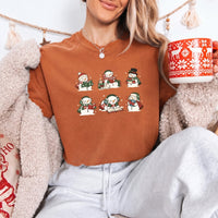 May include a Book Lover Snowman Christmas Comfort Colors T-Shirt featuring a festive snowman and book-inspired holiday design.