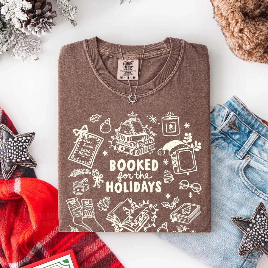 Booked for the Holidays Comfort Colors T-Shirt