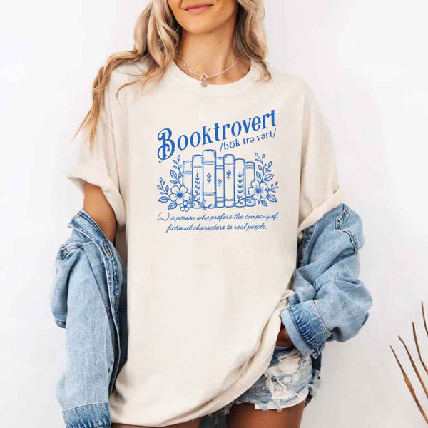 May include Booktrovert Comfort Colors t-shirt with book lover graphic, relaxed unisex fit, and garment-dyed cotton