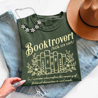 May include Booktrovert Comfort Colors t-shirt with book lover graphic, relaxed unisex fit, and garment-dyed cotton