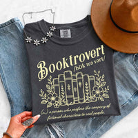 May include Booktrovert Comfort Colors t-shirt with book lover graphic, relaxed unisex fit, and garment-dyed cotton