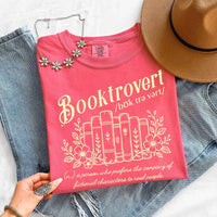 May include Booktrovert Comfort Colors t-shirt with book lover graphic, relaxed unisex fit, and garment-dyed cotton