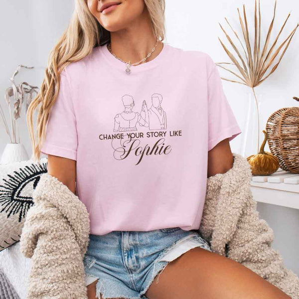 May include Change Your Story Like Sophie Comfort Colors T-shirt with Regency romance reader graphic and relaxed fit