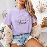 May include Change Your Story Like Sophie Comfort Colors T-shirt with Regency romance reader graphic and relaxed fit