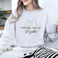 May include a person wearing an Ash Change Your Story Like Sophie Crewneck Sweatshirt featuring royal inspired graphic and classic fit.