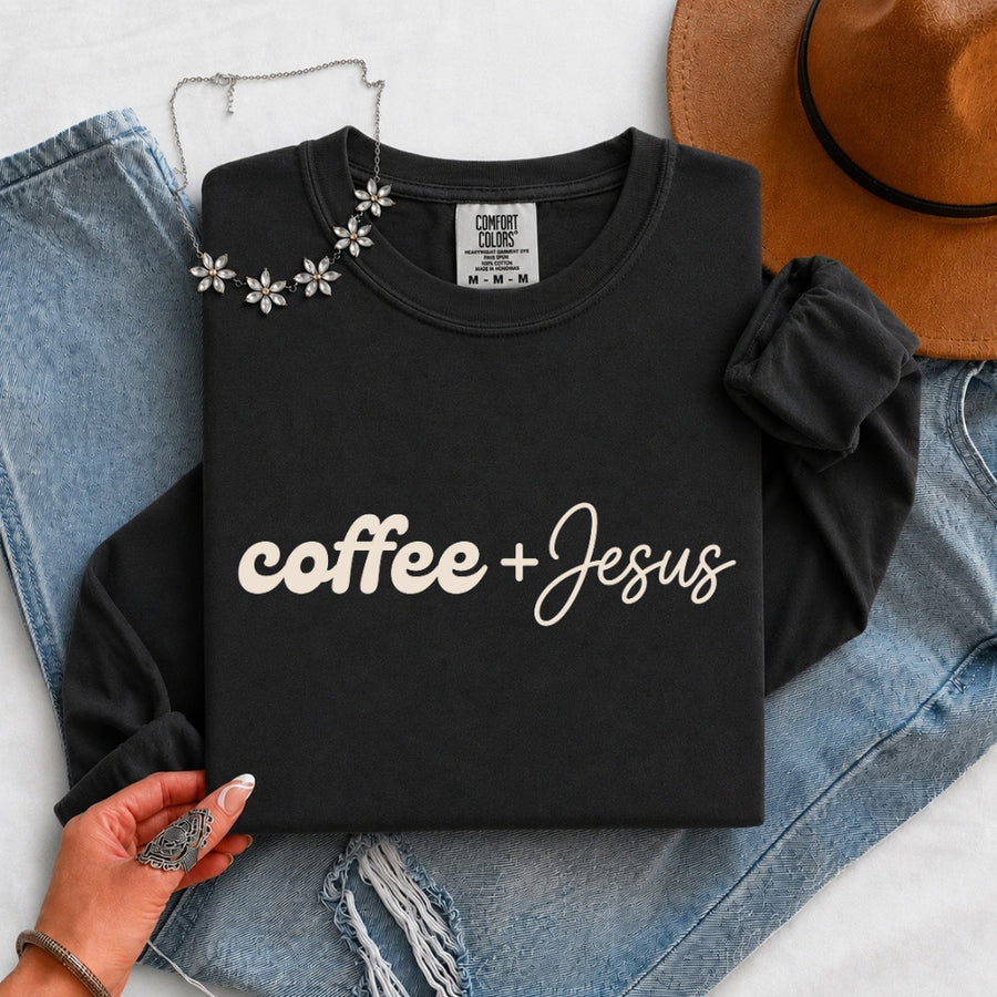 Coffee + Jesus Comfort Colors Long Sleeve Shirt