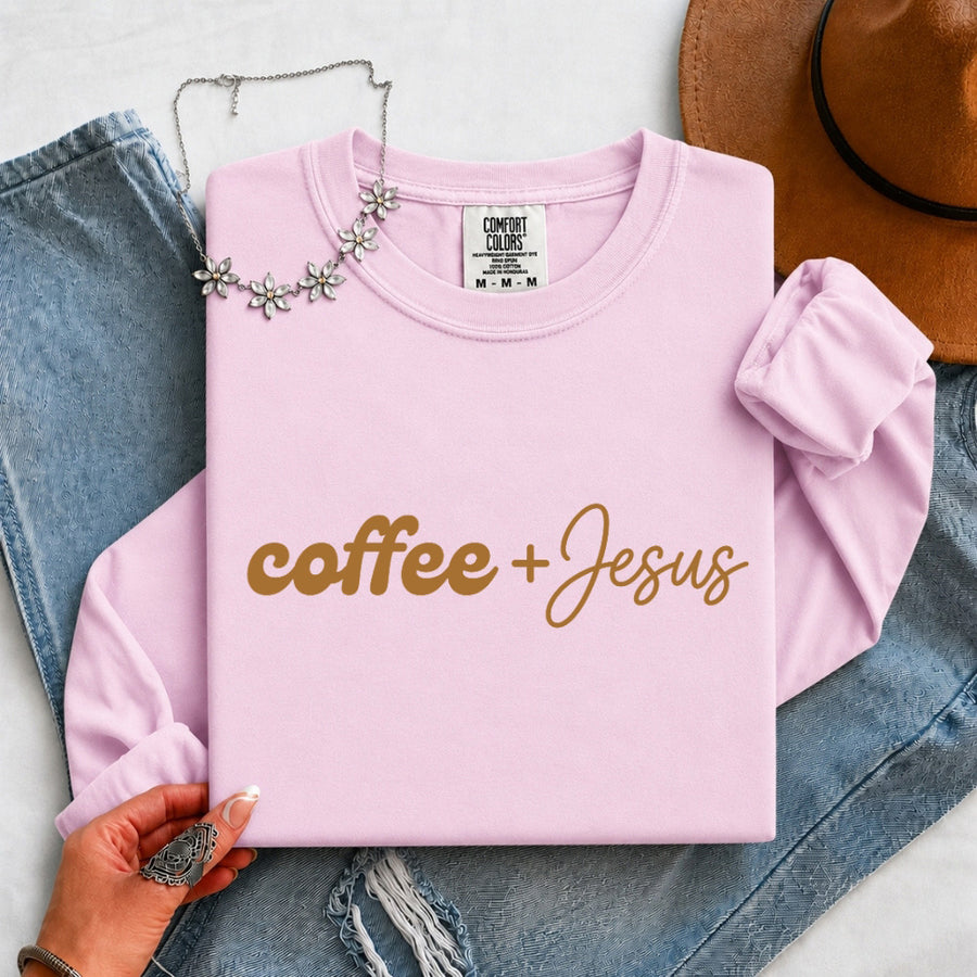 Coffee + Jesus Comfort Colors Long Sleeve Shirt