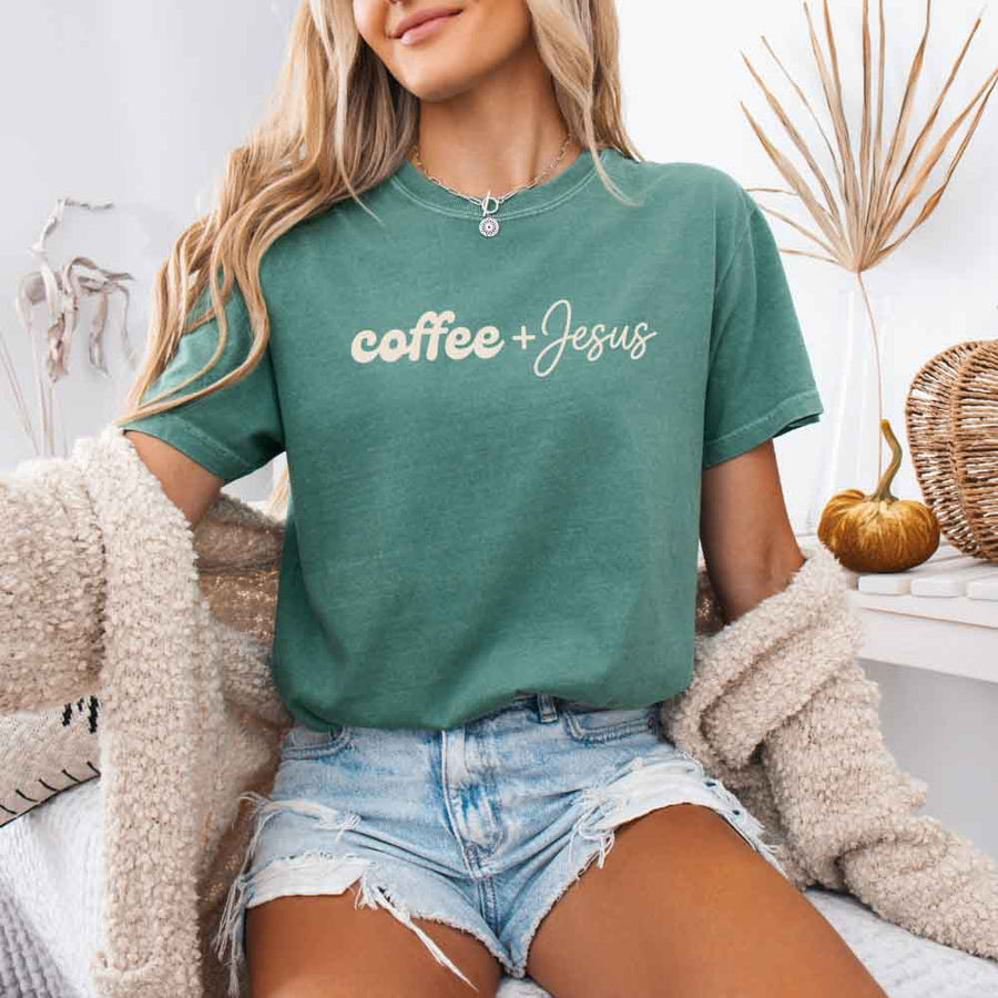 Coffee + Jesus Comfort Colors - Faith & Coffee Lover Tee