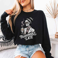 Comfort Colors Fashionably Late Long Sleeve Shirt – Funny Casual Graphic Tee