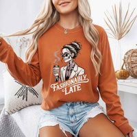 Comfort Colors Fashionably Late Long Sleeve Shirt – Funny Casual Graphic Tee