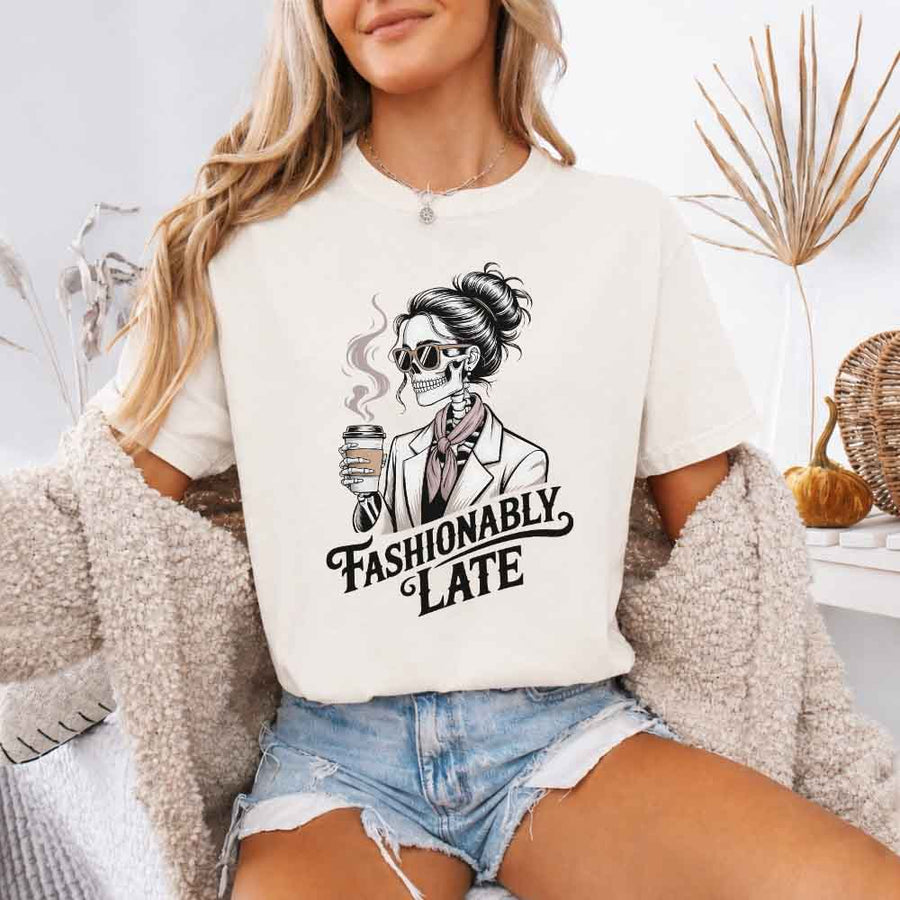 Comfort Colors Fashionably Late Short Sleeve Tees | Unisex Casual Graphic Shirts