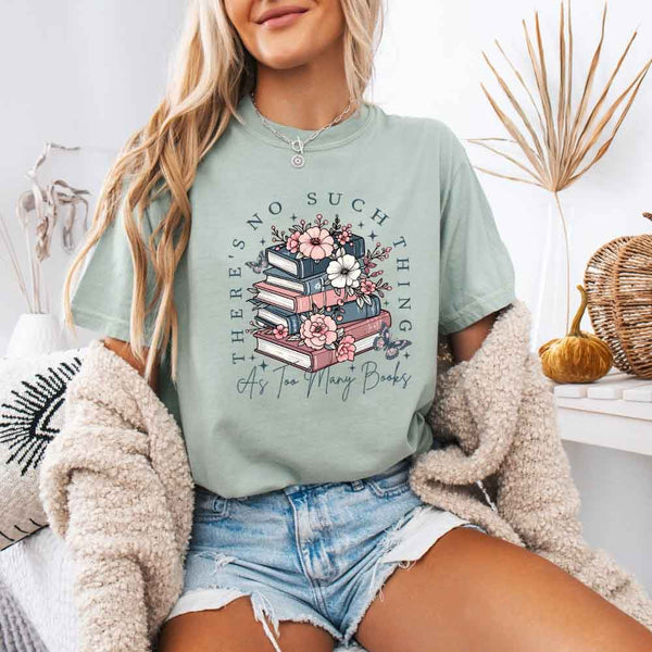 May include a Comfort Colors floral book lover T-shirt featuring a charming literary-inspired design with blooming flowers and book-themed artwork. This garment-dyed tee offers a relaxed fit for everyday comfort.