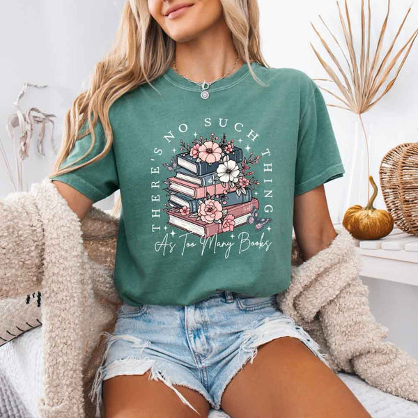 May include a Comfort Colors floral book lover T-shirt featuring a charming literary-inspired design with blooming flowers and book-themed artwork. This garment-dyed tee offers a relaxed fit for everyday comfort.