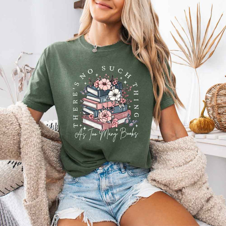 May include a Comfort Colors floral book lover T-shirt featuring a charming literary-inspired design with blooming flowers and book-themed artwork. This garment-dyed tee offers a relaxed fit for everyday comfort.