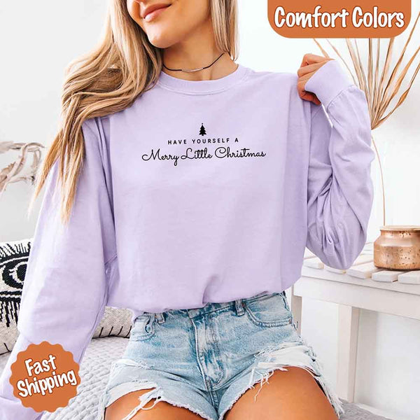 Comfort Colors Have Yourself a Merry Christmas Long Sleeve Tee Holiday Shirt Gift