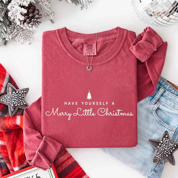 Comfort Colors Have Yourself a Merry Christmas Long Sleeve Tee Holiday Shirt Gift