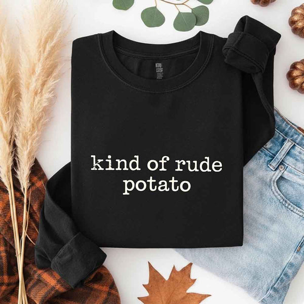 May include a pair of matching fall-themed couple longsleeve shirts from Comfort Colors featuring playful “Sweet Potato” and “Rude Potato” designs. The shirts are styled with humorous graphics or text in warm autumn tones, perfect for couples celebrating the season with a lighthearted touch.