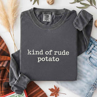 May include a pair of matching fall-themed couple longsleeve shirts from Comfort Colors featuring playful “Sweet Potato” and “Rude Potato” designs. The shirts are styled with humorous graphics or text in warm autumn tones, perfect for couples celebrating the season with a lighthearted touch.