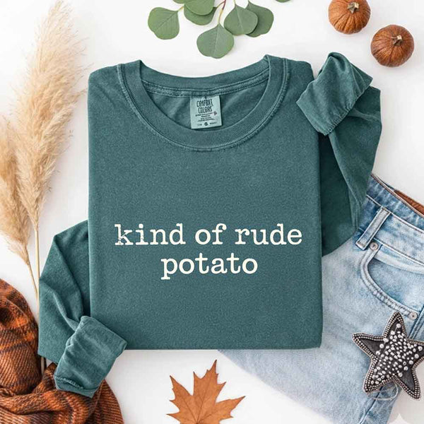 May include a pair of matching fall-themed couple longsleeve shirts from Comfort Colors featuring playful “Sweet Potato” and “Rude Potato” designs. The shirts are styled with humorous graphics or text in warm autumn tones, perfect for couples celebrating the season with a lighthearted touch.