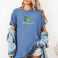 May include Bookworm Comfort Colors unisex t-shirt with book lover graphic, relaxed fit, and soft garment-dyed cotton