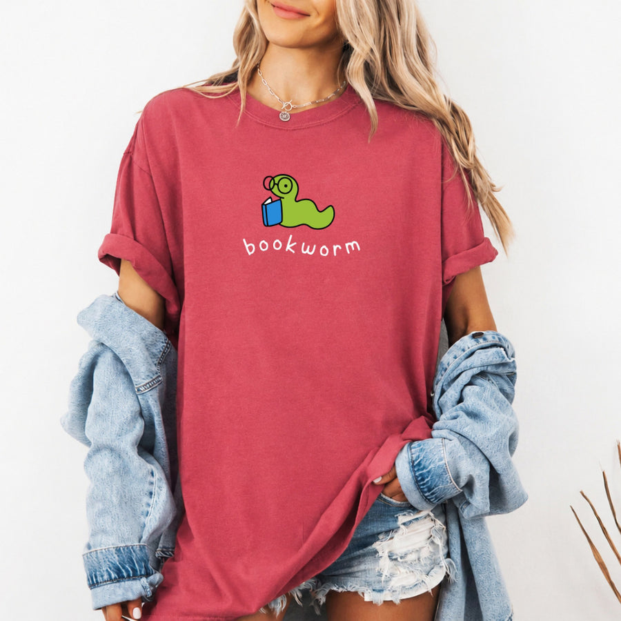 May include Bookworm Comfort Colors unisex t-shirt with book lover graphic, relaxed fit, and soft garment-dyed cotton