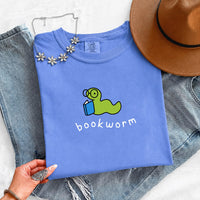 May include Bookworm Comfort Colors unisex t-shirt with book lover graphic, relaxed fit, and soft garment-dyed cotton