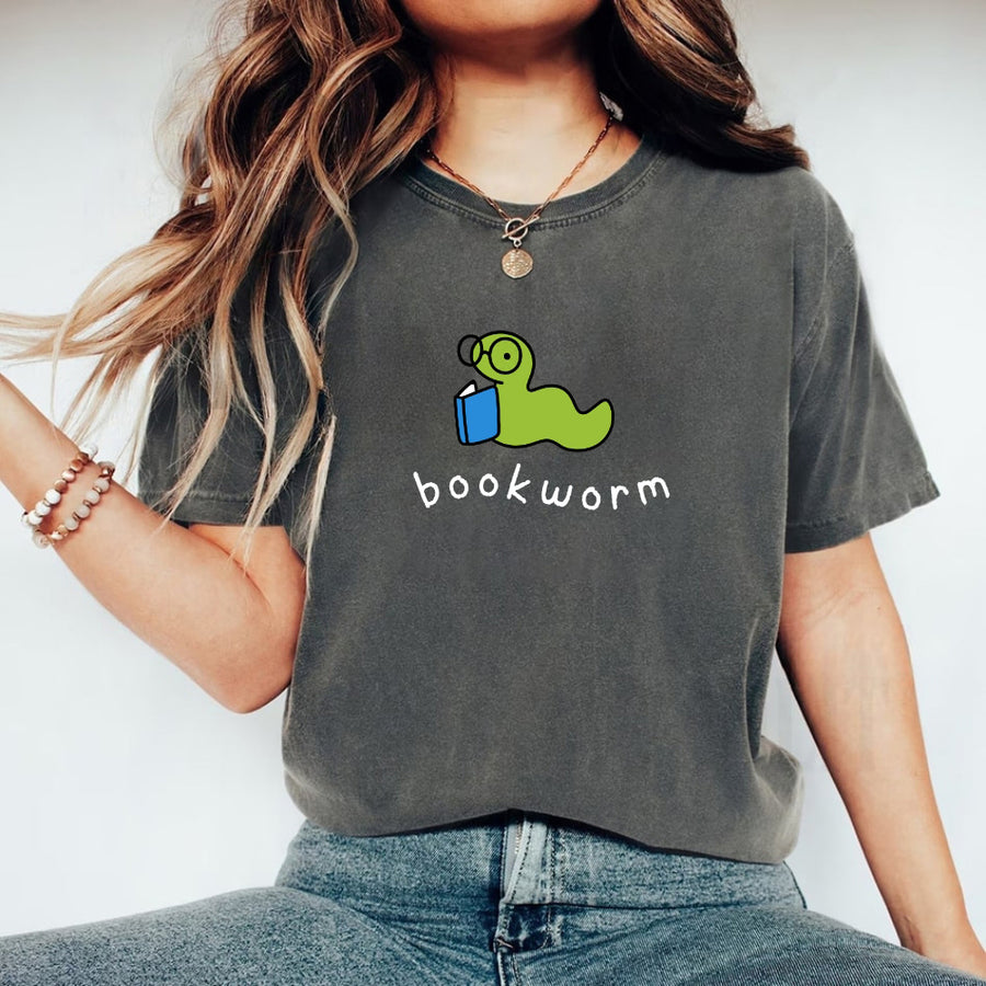 May include Bookworm Comfort Colors unisex t-shirt with book lover graphic, relaxed fit, and soft garment-dyed cotton