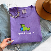 May include Bookworm Comfort Colors unisex t-shirt with book lover graphic, relaxed fit, and soft garment-dyed cotton