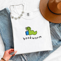 May include Bookworm Comfort Colors unisex t-shirt with book lover graphic, relaxed fit, and soft garment-dyed cotton